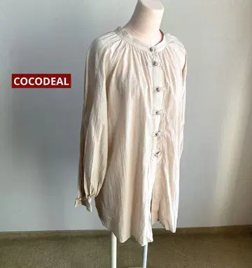 COCO DEAL 밴드 카라 긴팔 블라우스 베이지 싸개 버튼 2