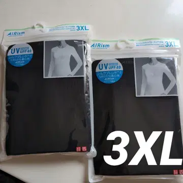 유니클로 AIRism UV컷 크루넥 T셔츠 3XL 2매 실크 블렌드