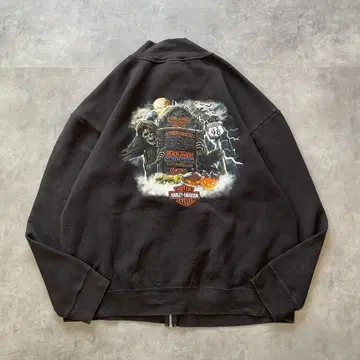 할리데이비슨 맨투맨 지퍼 구제 의류 블랙 블랙 2XL 12224