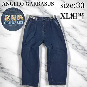 앙제로 가르바스 데님풍 와이드 팬츠 배기 y2k 초와이드 자수 파랑 XL