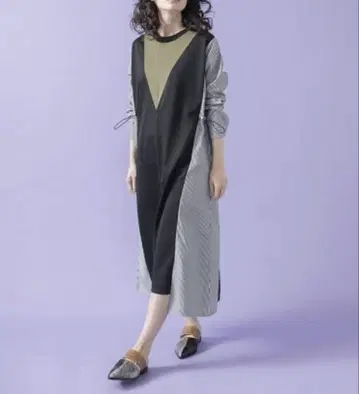 [ 인기 ] 오즈모시스 도킹 원피스 스트라이프 롱 기장 F