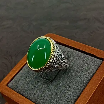 빈티지 실버 그린 레트로 앤티크 반지 14호