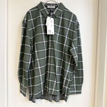 LACOSTE 라코스테 택 포함 새상품 체크 셔츠 빅 린넨
