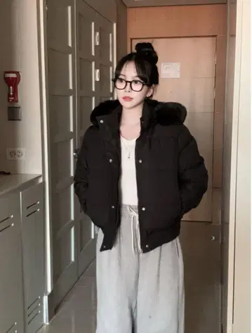 숏 기장 다운 자켓 퍼 안감 한국