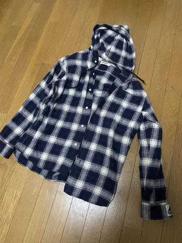 XLARGE 후드 부착 플란넬 셔츠 네이비