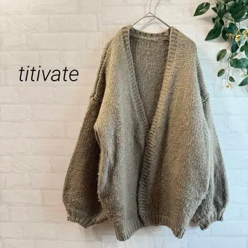 [ titivate ] 로우 게이지 V넥 가디건 (M) 베이지 겉옷