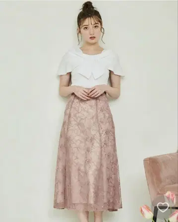 플라워 자수 튤 스커트 스커트 핑크 노엘라