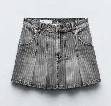 ZARA 데님 박스 플리츠 스커트