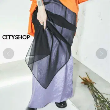 cityshop 오간자 시스루 스커트 블랙 36 레이어드