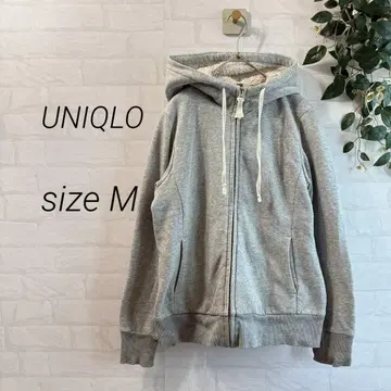 [ UNIQLO ] 여성용 보아 맨투맨 지퍼 후드티 (M) 그레이