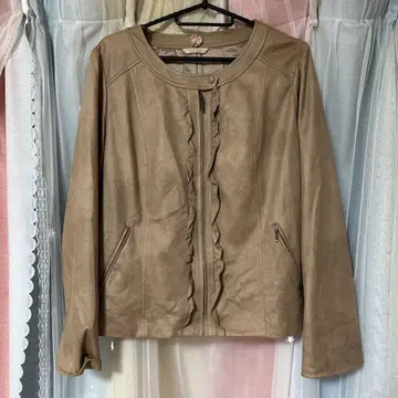Rose Tiara 브라운 프릴 노카라 자켓