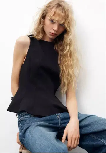 ZARA 페플럼 리본 상의