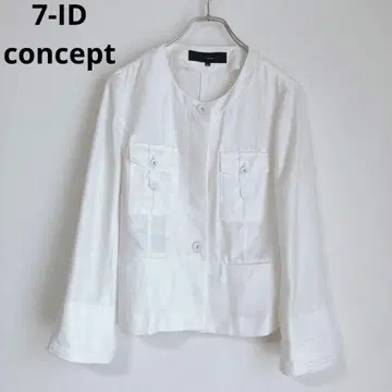 세븐아이디콘택트 노카라 자켓 얇은 소재 포켓 화이트 40