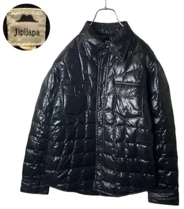 히피하파 웨스턴 셔츠 디자인 다운 자켓 광택 블랙