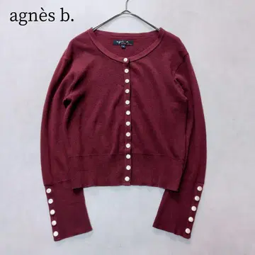 가을에 잘 어울리는 에네스베 로고 골드 버튼 가디건 크롭 프랑스제