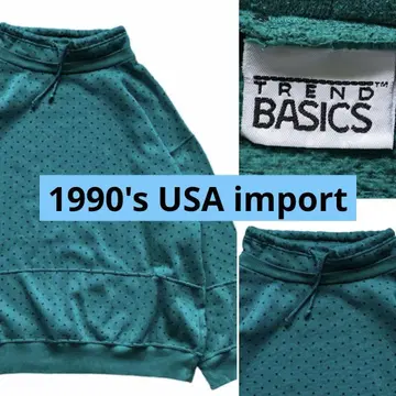 90's TREND BASICS 터콰이즈 도트 무늬 맨투맨
