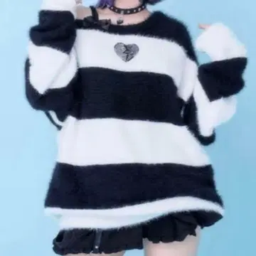 Hauls 모케모케 보더 니트 블랙 하울즈