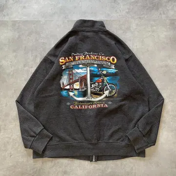 할리데이비슨 맨투맨 지퍼 프린트 구제 의류 그레이 L 12223