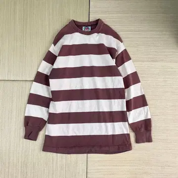 90s 캐나다제 바바리안 보더 티셔츠 브라운 옷깃 없음 L