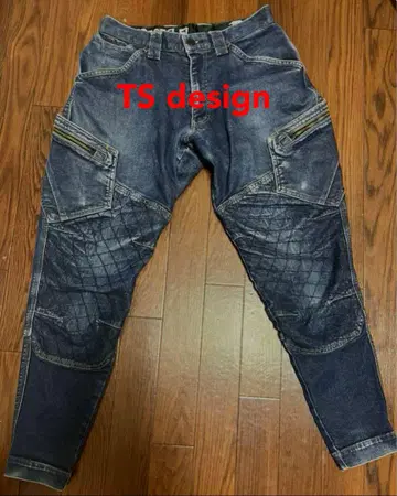 TS DESIGN 슬림 카고 팬츠 블루 청바지 남성용 S