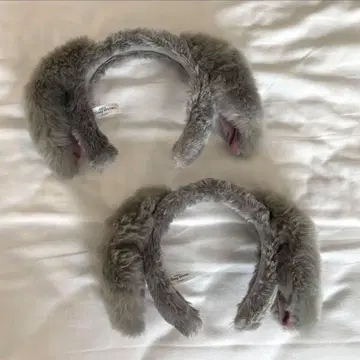 그레이 귀 달린 머리띠 2개 세트