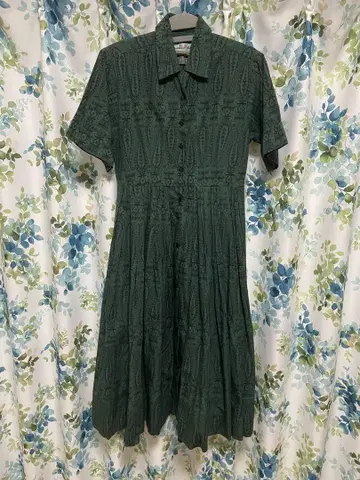 ANTIQULTURE 구제 의류 오샤레 원피스 인도 그린