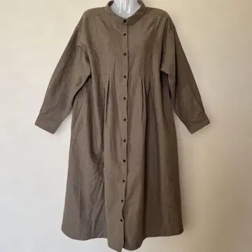 유베시상 콜라보 셀프 서비스 브라운 긴팔 셔츠 원피스 L