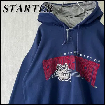 [ STARTER ] 스타터 칼리지 자수 로고 풀오버 후드티