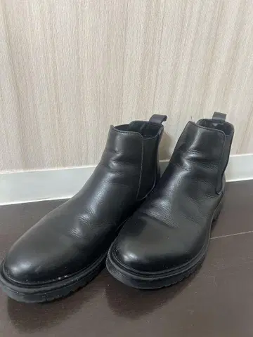 블랙 가죽 사이드 고어 부츠