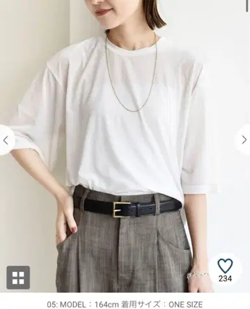 SHIPS 시어 트리코 폴리에스테르 벨로아 5부 소매 와이드 TEE