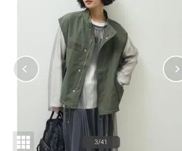 올리브 그린 슬리브리스 밀리터리 자켓
