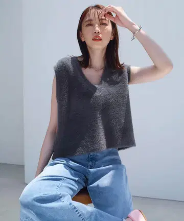 UNFILO [세탁 가능] 나일론 샤기 베스트