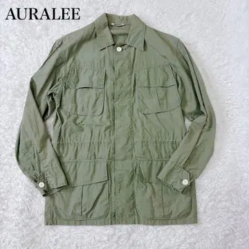 새상품급 AURALEE 긴팔 셔츠 카키 포켓 세탁 가능 XS 코튼