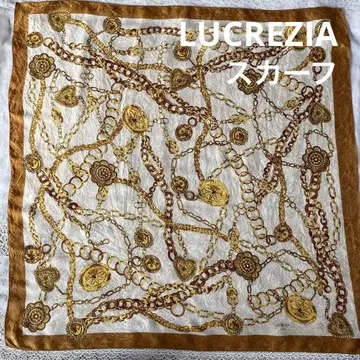 LUCREZIA ITALY 실크 대형 빈티지 체인 스카프