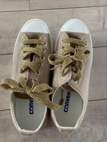 CONVERSE ALL STAR 베이지 스니커즈 골드 끈