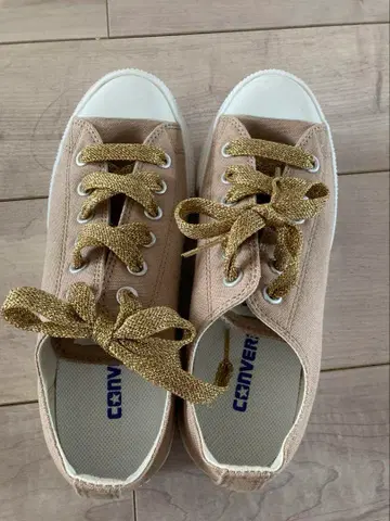 CONVERSE ALL STAR 베이지 스니커즈 골드 끈