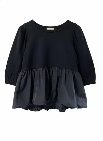 La boutique BonBon 개더 블라우스 F 블랙 무지 튜닉 기장