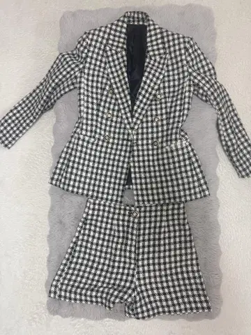 ZARA 체크 무늬 더블 브레스트 셋업