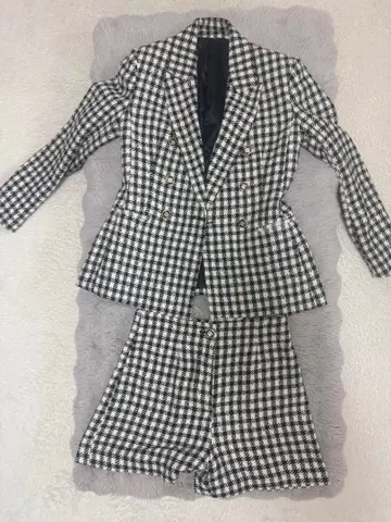 ZARA 체크 무늬 더블 브레스트 셋업