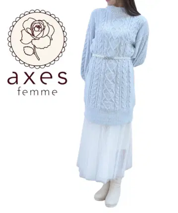 axes femme 라메 혼 모루 얀 튜닉 니트 원피스 스웨터