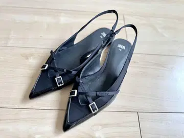 ZARA 블랙 슬링백 뮬 36