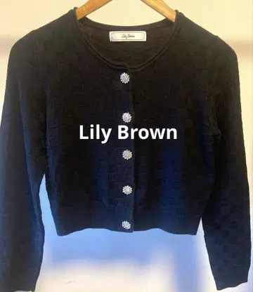 Lily Brown 비쥬 버튼 블록 패턴 니트 가디건