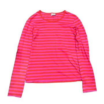 핀란드제 마리메꼬 marimekko 가는 보더 긴팔 T셔츠 핑크 x 레드