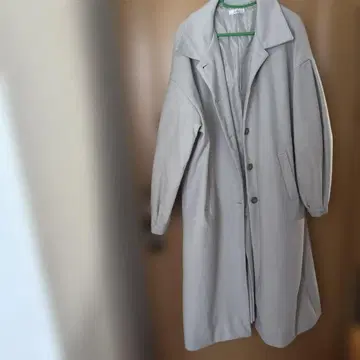 그레이 오버 사이즈 버튼 롱 코트