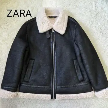 컨디션 최상 ZARA B-3 플라이트 자켓 페이크 무스탕 블랙 보아 안감