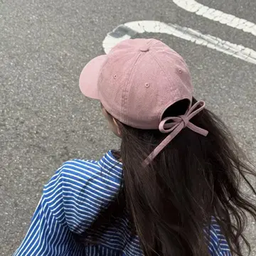 자라 ZARA 핑크 리본 타이 트윌 캡