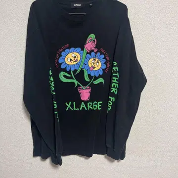 XLARGE 블랙 긴팔 셔츠 롱티 L 플라워 디자인