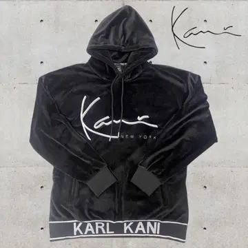 [레어 XL] KARL KANI 칼카니 벨로아 센터 자수 로고 후드티