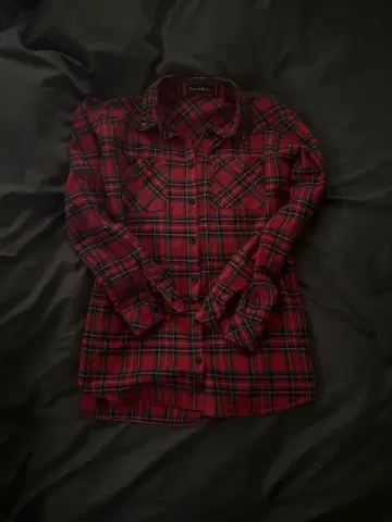 Sorridere 스터드 장식 레드 체크 플란넬 셔츠