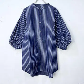 Y134)NARU 나루 스트라이프 셔츠 상의 퍼프 슬리브